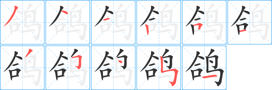 鸽字笔画写法