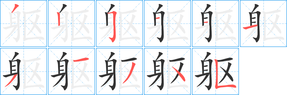 躯字笔画写法