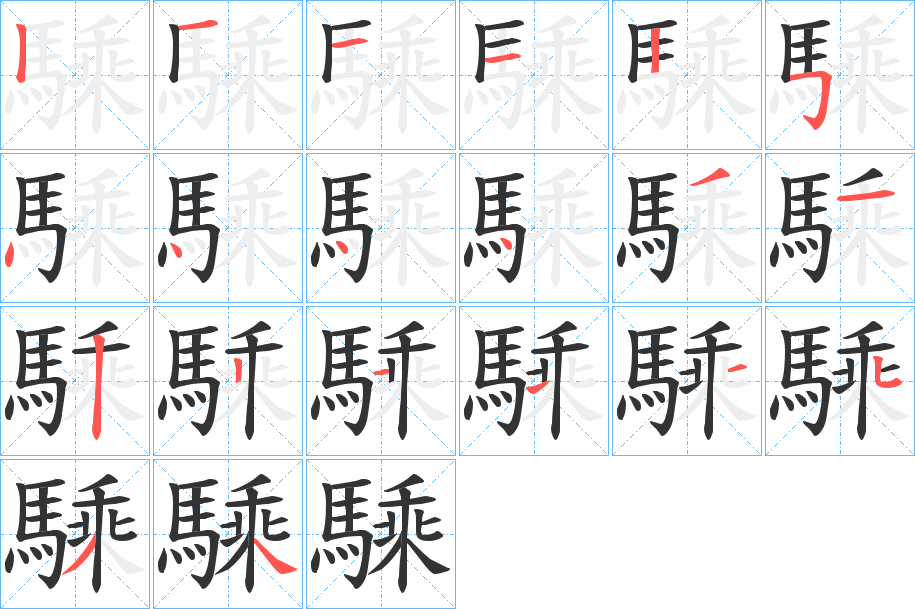 騬字笔画写法