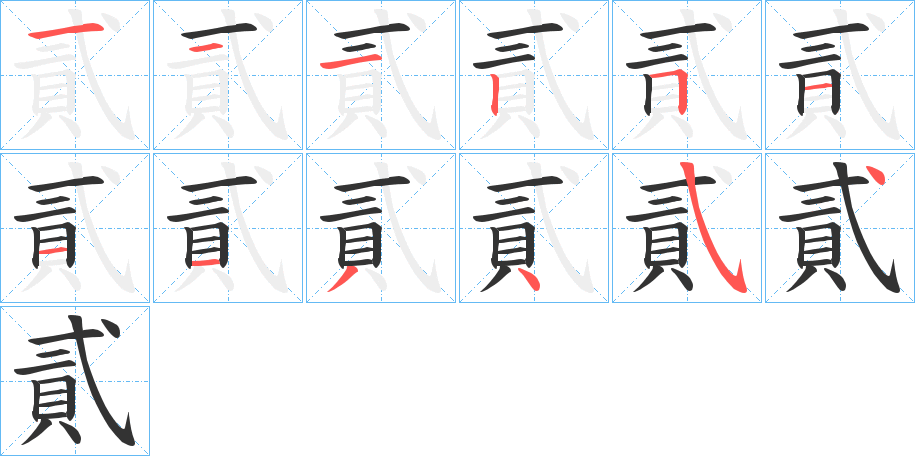 貳字笔画写法