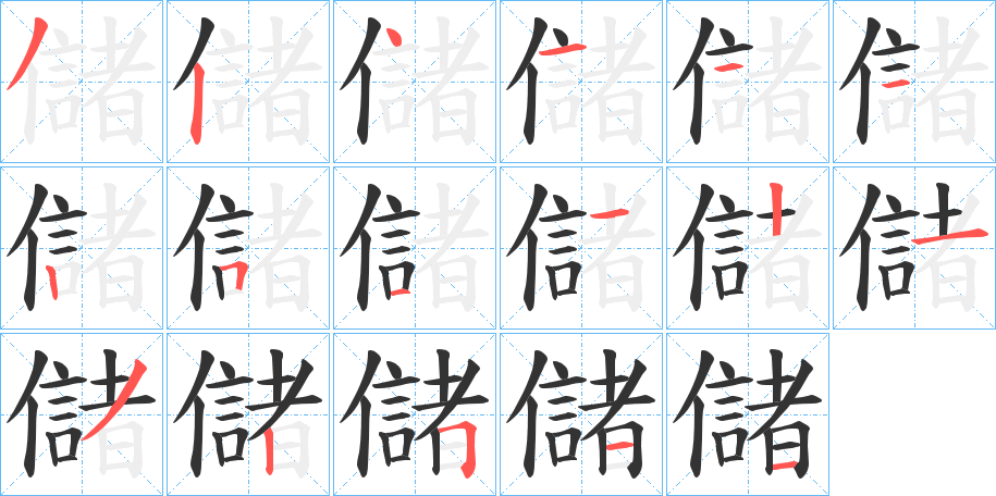 儲字笔画写法